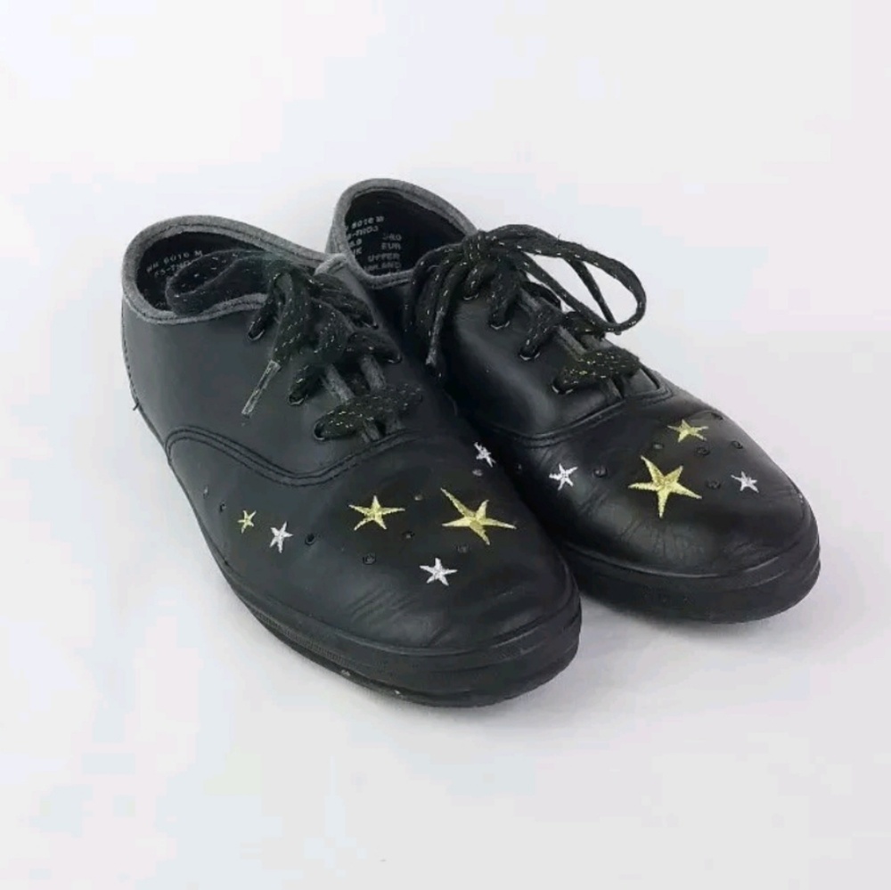 Keds black with stars and rhinestones shoes